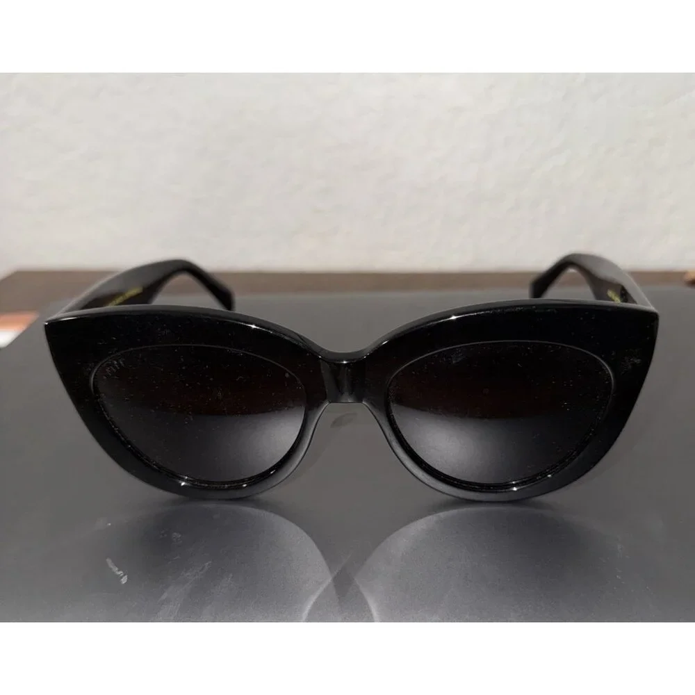DIFF Alisa BK-GR233P Black Cat-Eye Sunglasses EX Trendy Round Lens Glasses